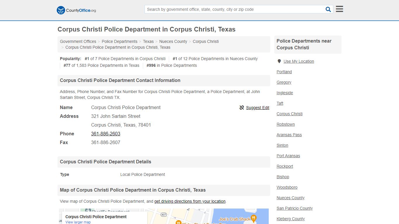 Corpus Christi Police Department - Corpus Christi, TX (Address, Phone ...